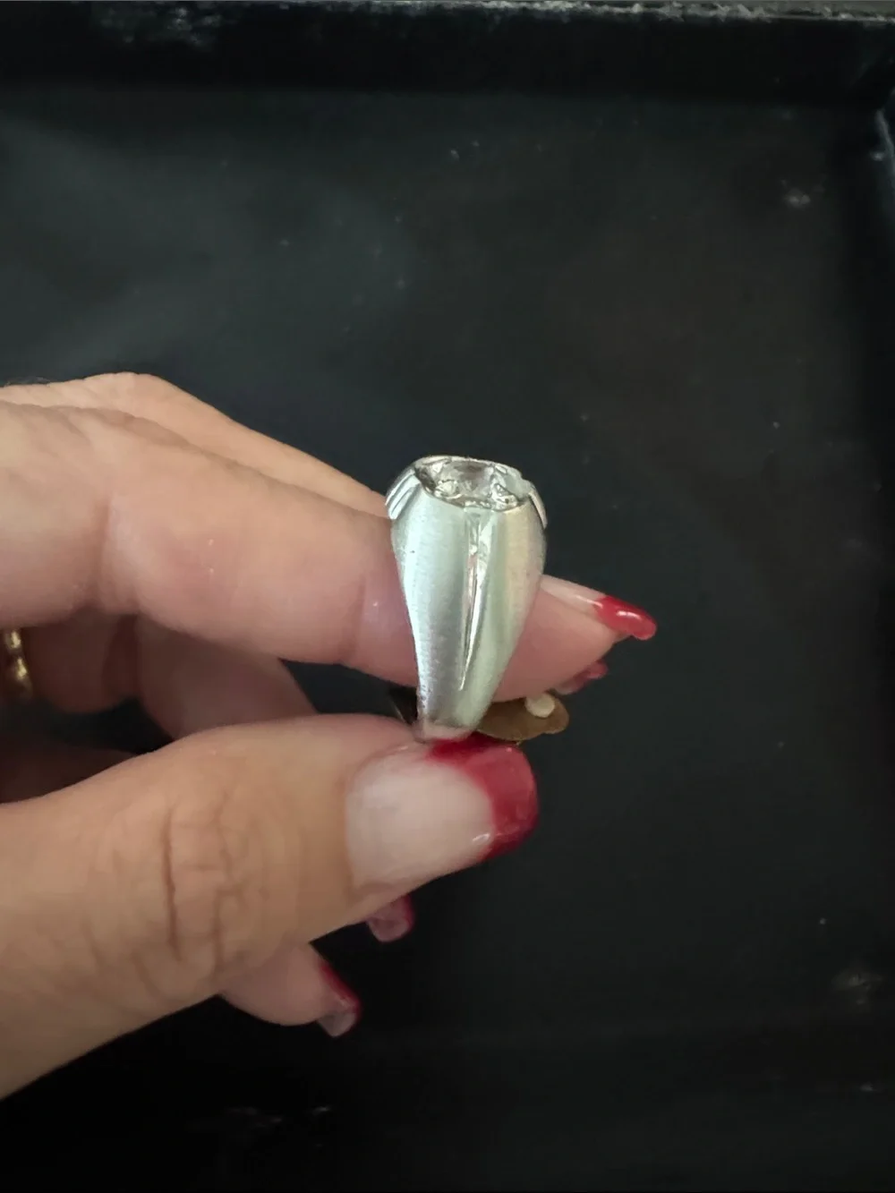 18K Heavy White Gold Electroplated Clear Stone Solitaire Ring - Size 7 - NWT